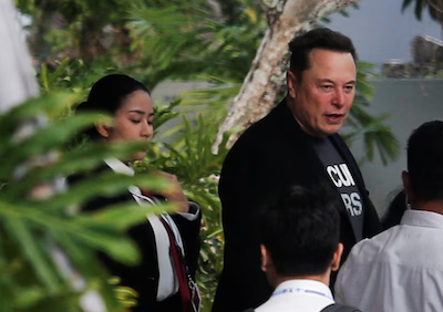 Elon Musk, Chief Executive Officer of SpaceX and Tesla and owner of X, arrives at the I Gusti Ngurah Rai Bali International Airport to inaugurate the Starlink operation and attend the 10th World Water Forum in Kuta, Bali, Indonesia, on May 19, 2024. Photo: Reuters