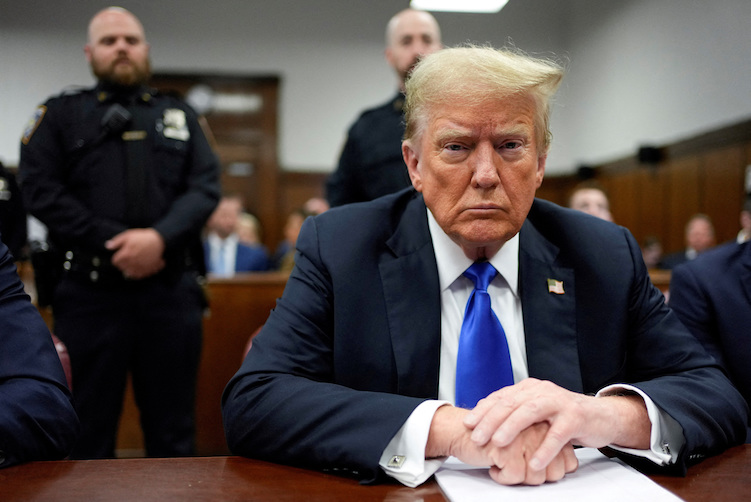 Donald Trump sits in Manhattan Criminal Court on Thursday, May 30, 2024