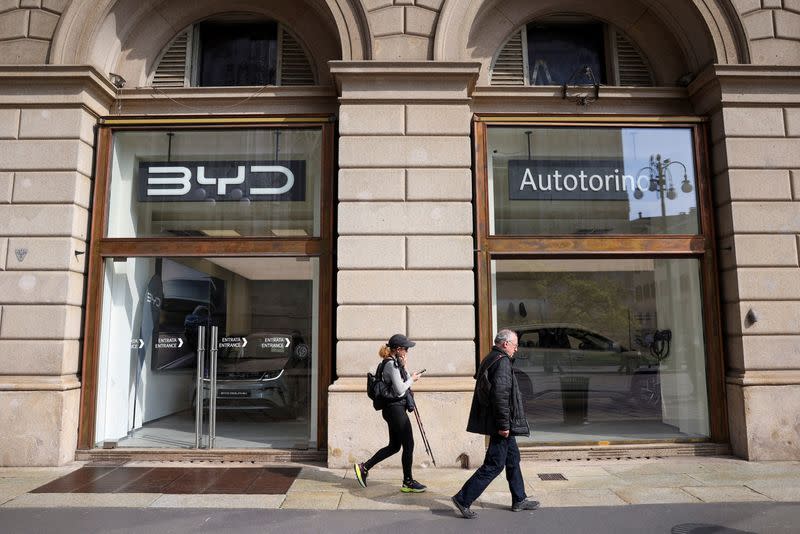 A BYD and Autotorino store is seen in Milan