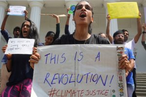 Students take part in a global protest against climate change in Mumbai, India