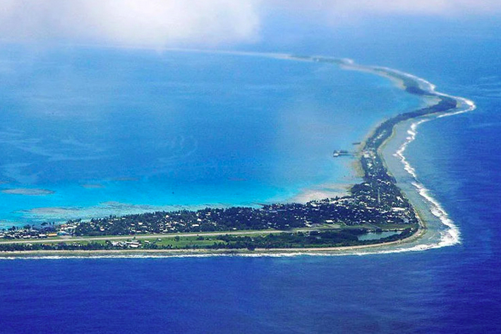 Tuvalu island at risk due to rise in sea levels.