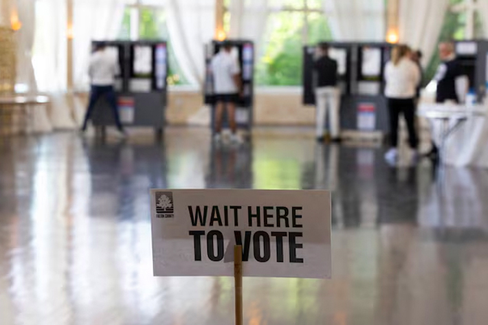 Fulton County residents vote during the Georgia primary on Election Day at the Metropolitan Library in Atlanta, Georgia, U.S.