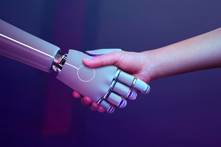 AI hand and human hand.