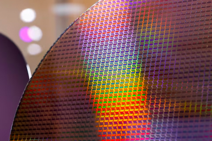 A wafer is pictured at Semicon