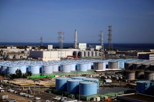 The storage tanks for treated water are seen at the tsunami-crippled Fukushima Daiichi nuclear power plant in Okuma town, Fukushima prefecture, Japan.